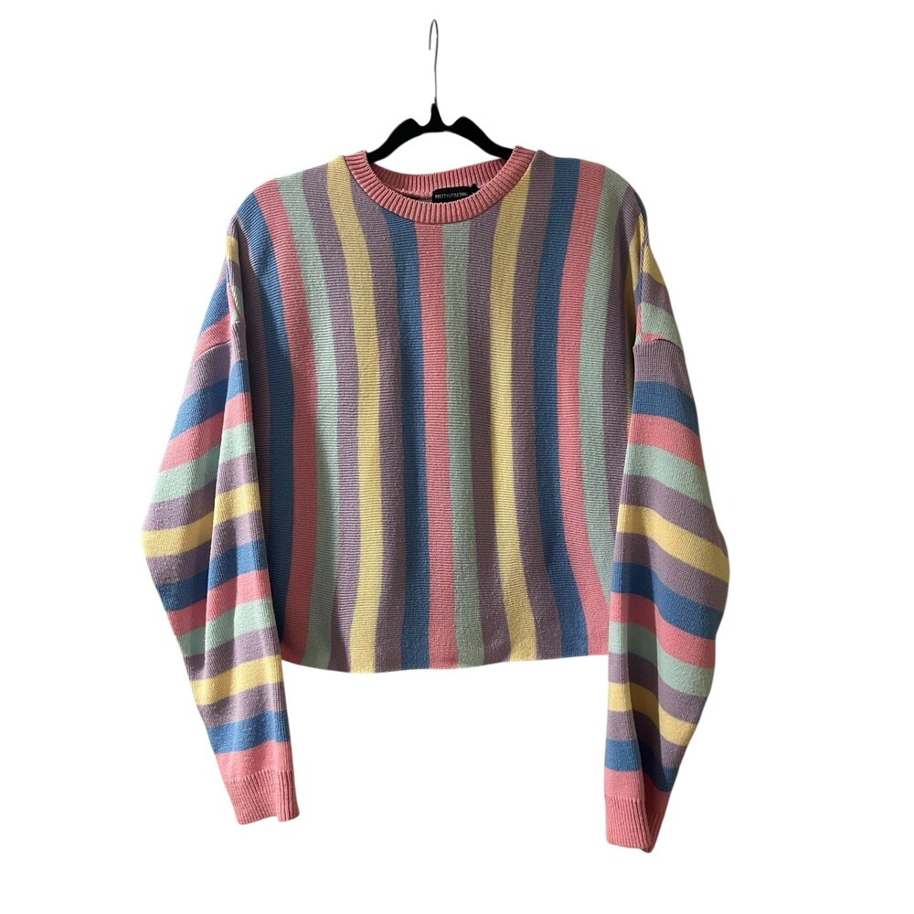 PrettyLittleThing Multicolor Striped Women's Crewneck Sweater-Size L